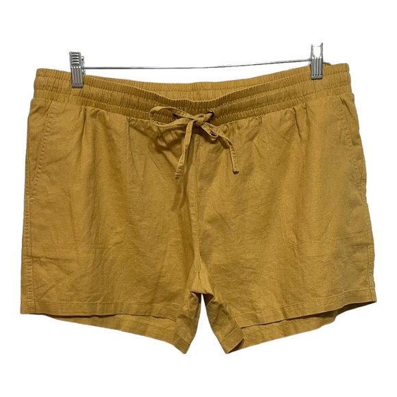 Amazon Essentials XL Gold Linen Blend Elastic Waist Shorts NEW WITH TAGS - Picture 2 of 9